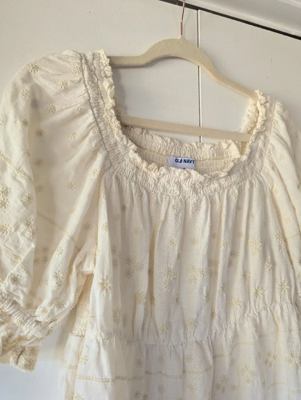 Old Navy Cream Embroidered Blouse - Picture 3 of 5